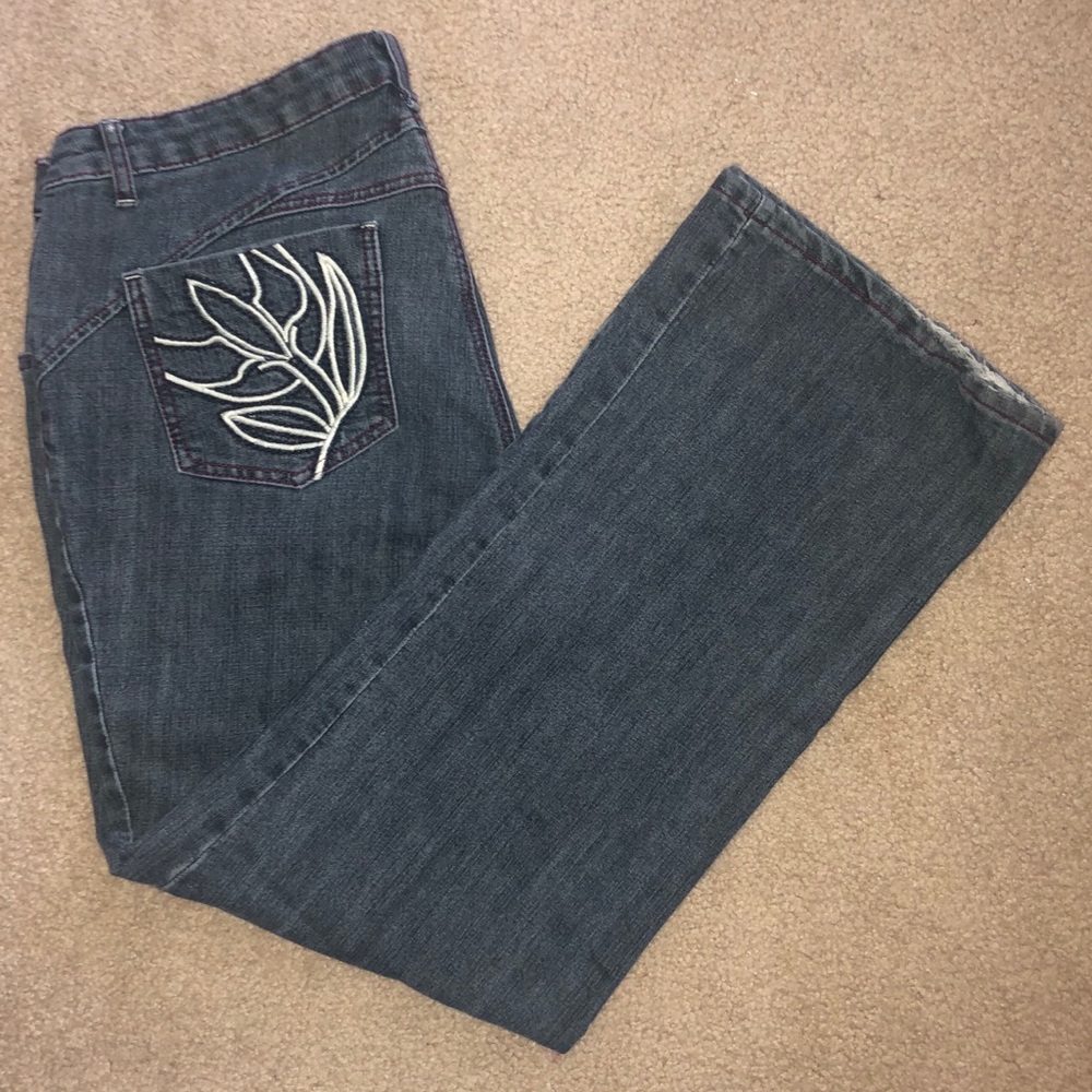 Venezia Black Jeans With Red Stitching Size 16